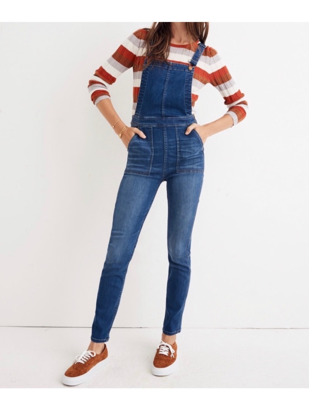 Madewell Denim Overalls Skinny Jeans Medium Wash Stretch Size Medium